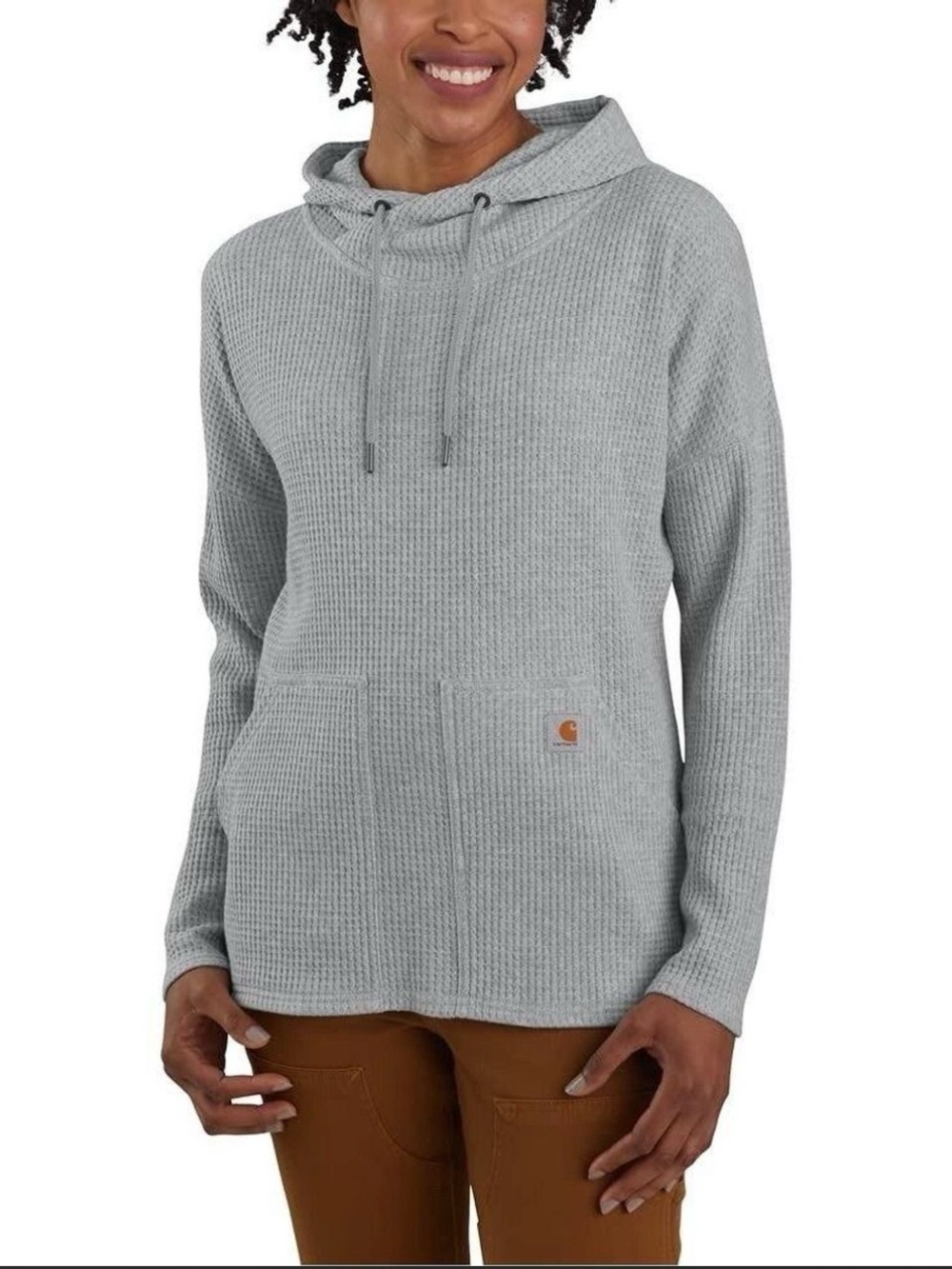 Carhartt Women's Light Gray Waffle Hooded Pullover